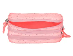 Trousse liderpapel scolaire 3 compartiments coloris rose