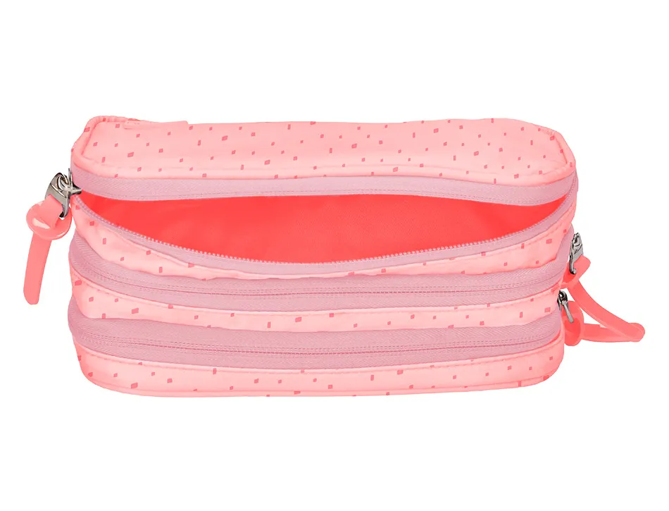 Trousse liderpapel scolaire 3 compartiments coloris rose