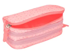 Trousse liderpapel scolaire 3 compartiments coloris rose