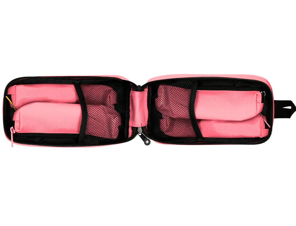 Trousse ovale antartik avec 4 compartiments 230 x 50 x 120 mm corail