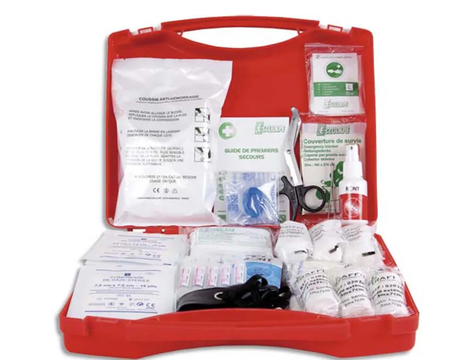Trousse premiers secours esculape btp20 pour 10 à 20 personnes avec support