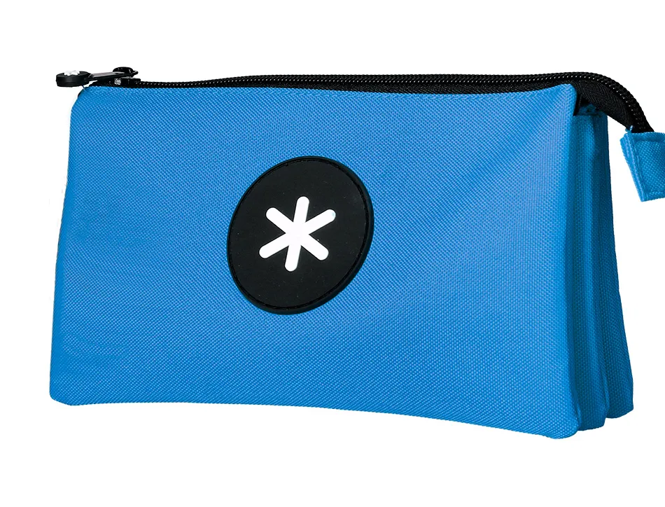 Trousse scolaire antartik plate 3 compartiments 220x30x120mm coloris bleu