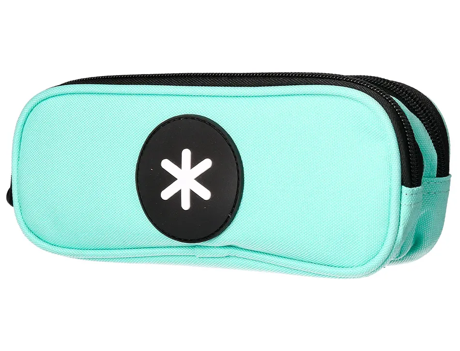 Trousse scolaire antartik ovale 2 compartiments 210x60x80mm coloris vert menthe