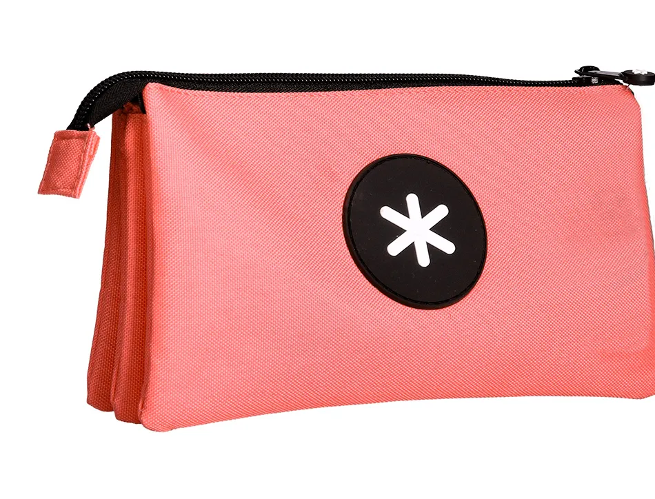 Trousse scolaire antartik plate 3 compartiments 220x30x120mm coloris corail