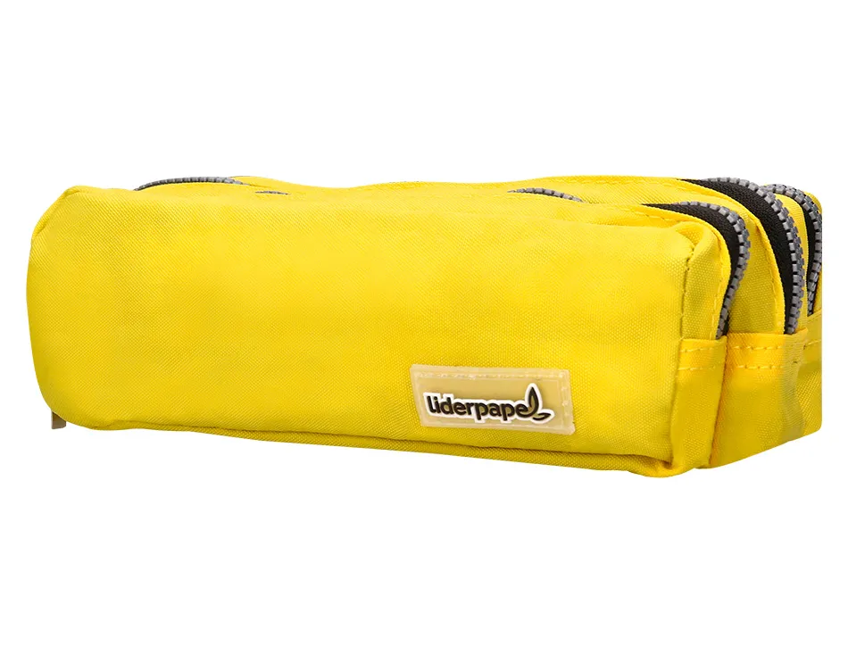 Trousse scolaire liderpapel large rectangulaire 3 compartiments 185x80x70mm coloris jaune