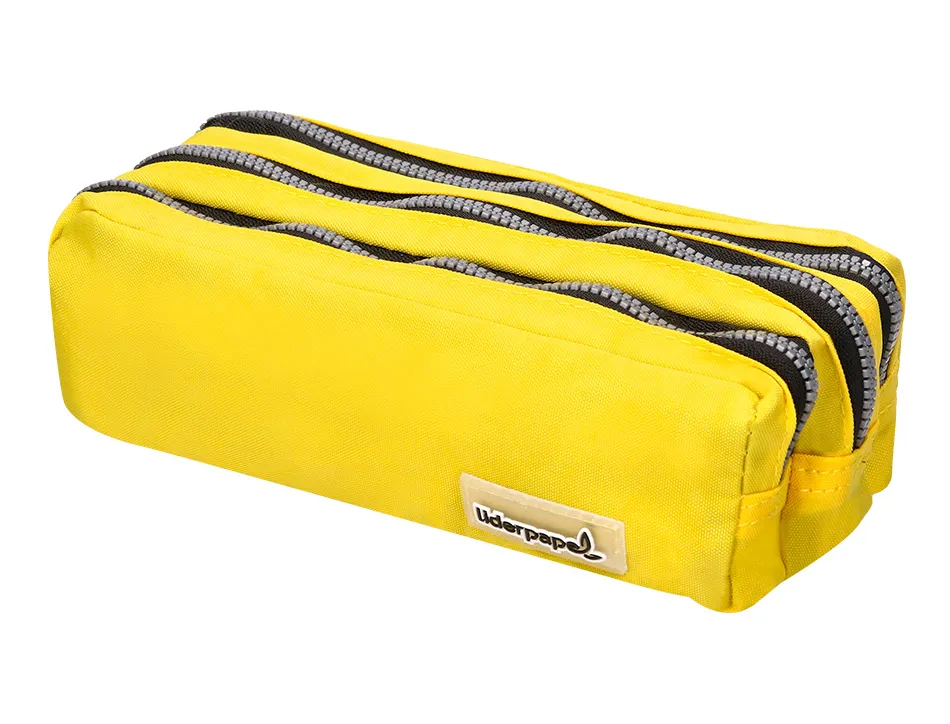 Trousse scolaire liderpapel large rectangulaire 3 compartiments 185x80x70mm coloris jaune