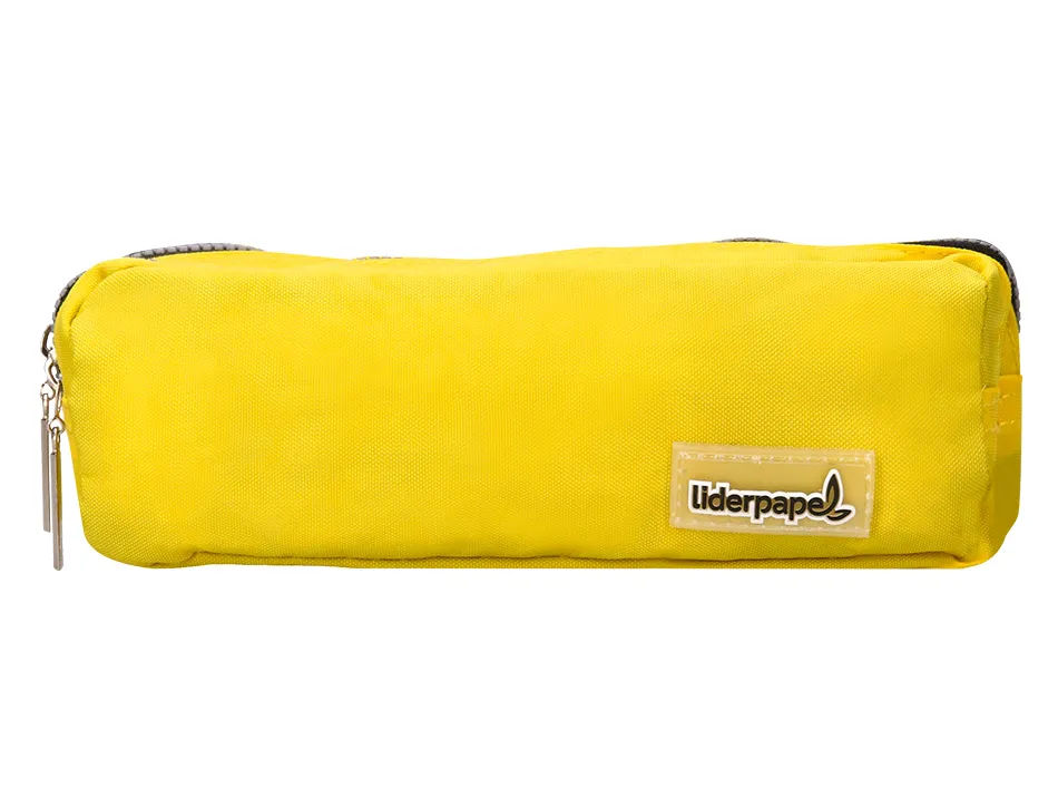 Trousse scolaire liderpapel large rectangulaire 3 compartiments 185x80x70mm coloris jaune