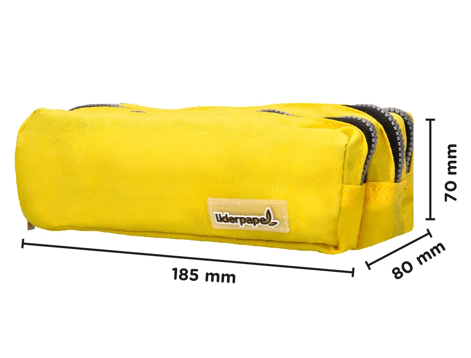 Trousse scolaire liderpapel large rectangulaire 3 compartiments 185x80x70mm coloris jaune