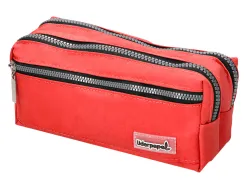Trousse scolaire liderpapel large rectangulaire 3 compartiments 210x80x85mm coloris rouge