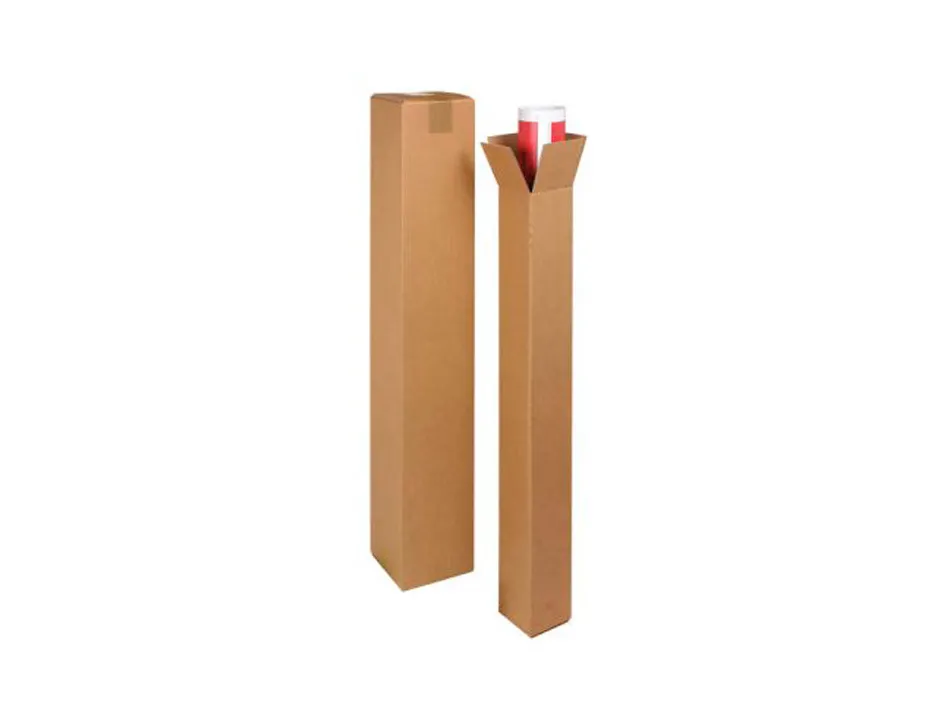 Tube d expedition carre cartonkraft recycle simple cannelureprotection renforcee aux extremites 15x15x60cm