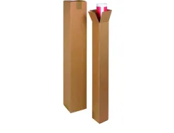 Tube d expedition carre cartonkraft recycle simple cannelureprotection renforcee aux extremites 15x15x80cm