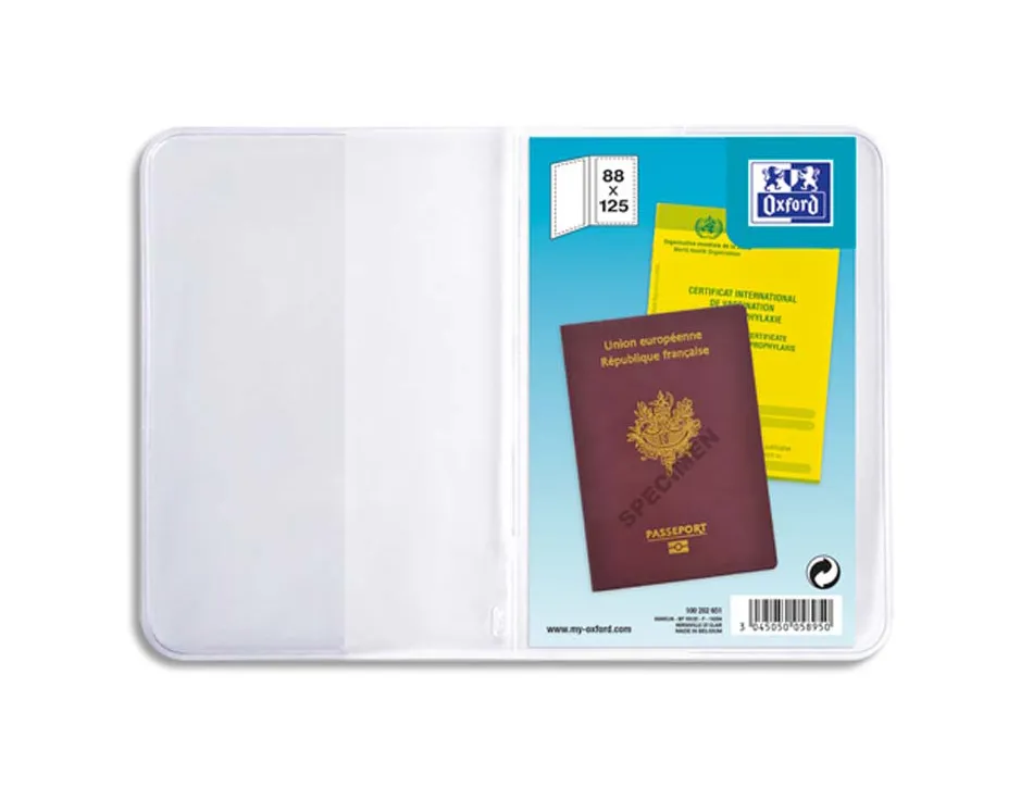 Étui protection elba pvc 20/100e 90x130mm spécifique passeport