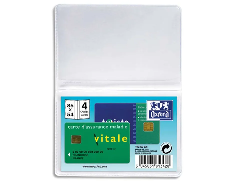 Étui protection elba pvc 20/100e 65x95mm spécifique 4 cartes de crédit