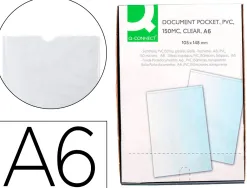 Étui protection q-connect pvc transparent 15/100e a6 105x148mm contour soudé en u