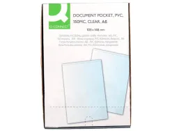 Étui protection q-connect pvc transparent 15/100e a6 105x148mm contour soudé en u