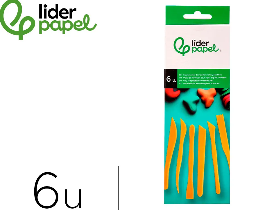 Ustensiles liderpapel pour pate a modeler et argile set 6 pieces assorties