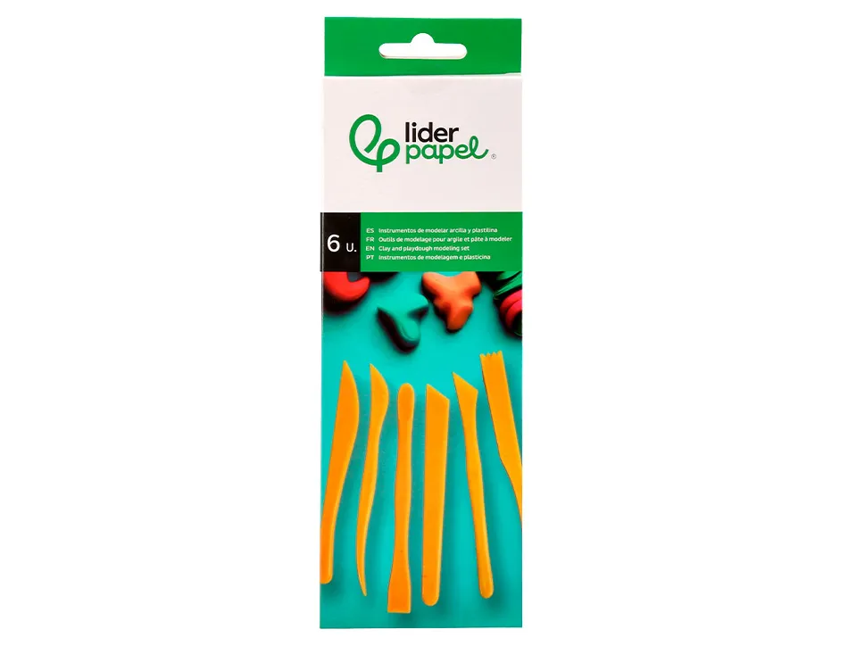 Ustensiles liderpapel pour pate a modeler et argile set 6 pieces assorties