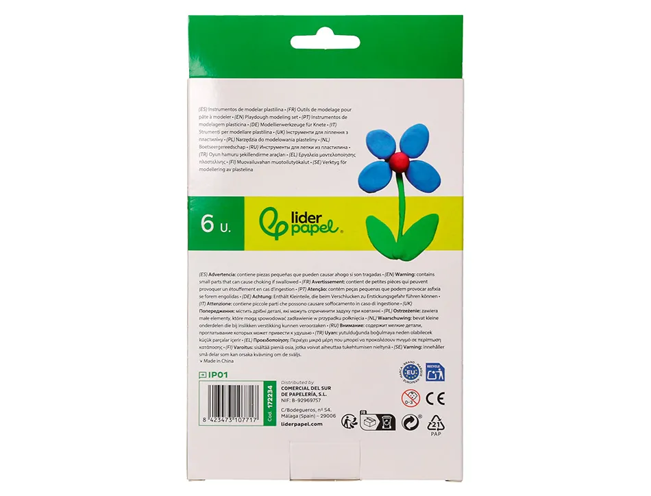 Ustensiles liderpapel pour pate a modeler set 6 pieces assorties