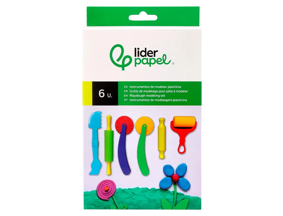 Ustensiles liderpapel pour pate a modeler set 6 pieces assorties