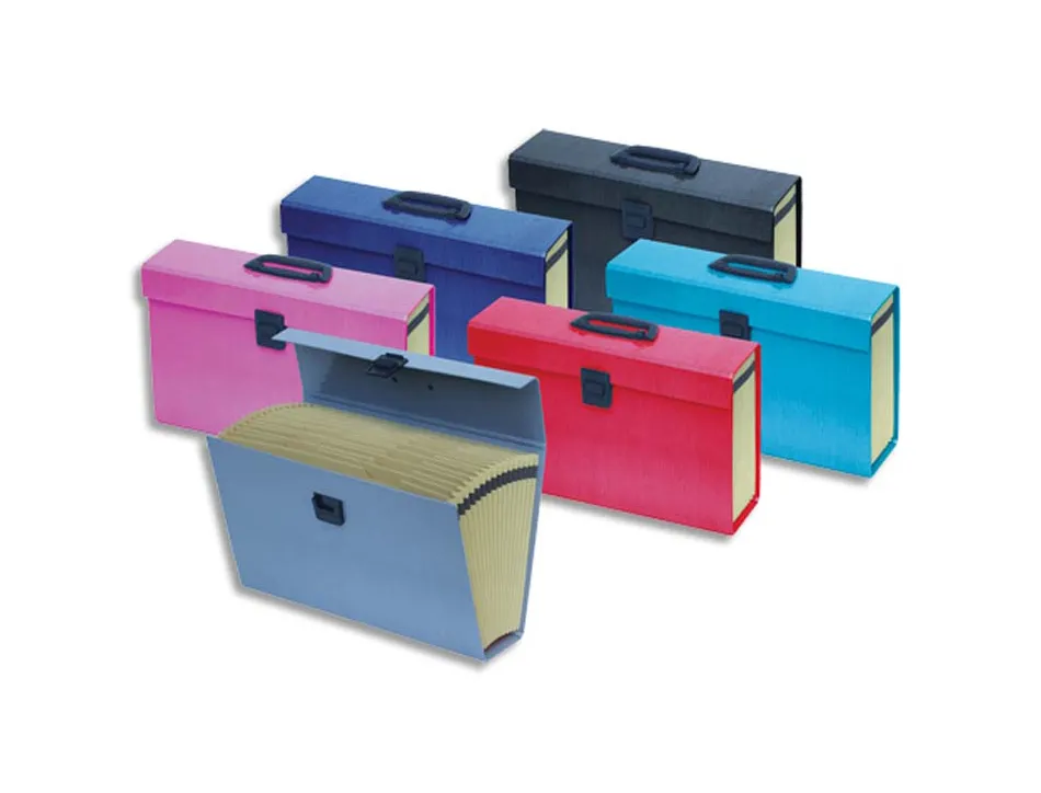 Valisette trieur oxford cartoncompact 390x255x110mm 16 comp artiments kraft écru documents 240x320mm coloris assortis