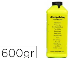 Vernis colle decopatch satine tous support sechage rapide coloris transparent bouteille 600gr