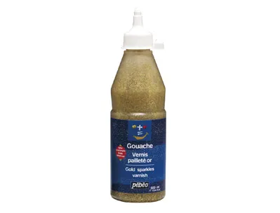 Vernis gouache pébéo pailleté or inodore protège illumine oeuvres flacon 500ml