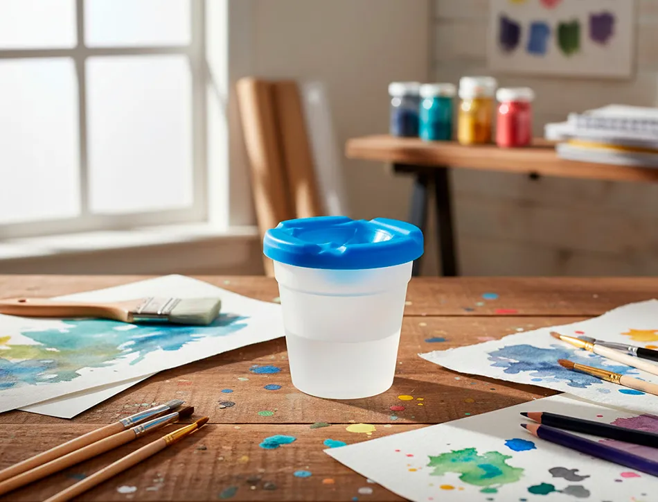 Verre rince pinceaux liderpapel en plastique 8x8,5 cm