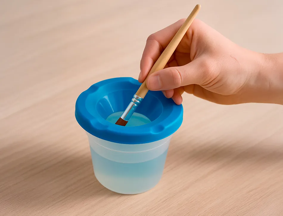 Verre rince pinceaux liderpapel en plastique 8x8,5 cm