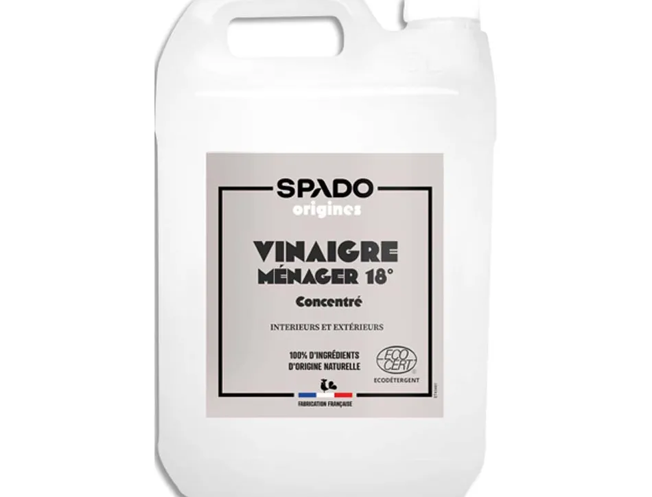 Vinaigre menager spado 18 degres nettoie detartre detache fait briller sans parfum bidon 5 l
