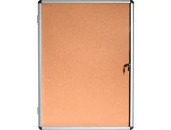 Vitrine affichage bi-office interieur aluminium fond liege serrure 9 feuilles a4 72x98,1 cm