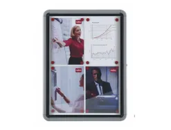 Vitrine affichage nobo extérieur fond métal magnétique façade verre serrure 4 feuilles a4 59,5x67x4,5cm