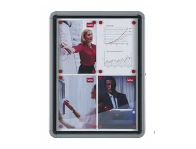 Vitrine affichage nobo extérieur fond métal magnétique façade verre serrure 4 feuilles a4 59,5x67x4,5cm