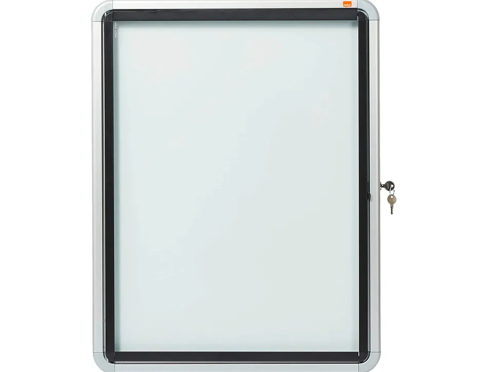 Vitrine affichage nobo extérieur fond métal magnétique façade verre serrure 4 feuilles a4 59,5x67x4,5cm