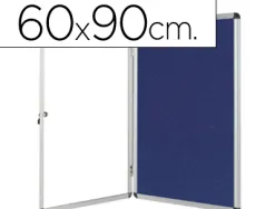 Vitrine affichage q-connect cadre aluminium intérieur fond feutrine serrure porte méthacrylate 9 feuilles a4 60x90cm