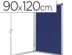 Vitrine affichage q-connect cadre aluminium intérieur fond feutrine serrure porte méthacrylate 12f a4 90x120cm