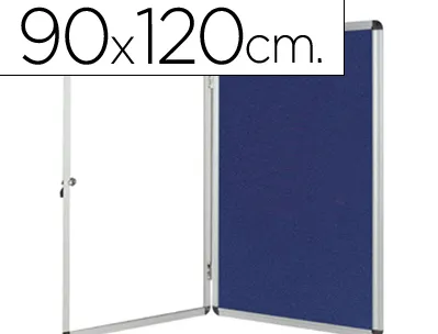 Vitrine affichage q-connect cadre aluminium intérieur fond feutrine serrure porte méthacrylate 12f a4 90x120cm