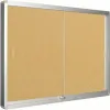Vitrine q-connect cadre aluminium fond liège portes coulissantes méthacrylate serrure fixation mur 9f a4 100x80x6cm