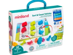 Voitures plastique miniland sort and count vehicles 10 activites plusieurs niveaux 36 pieces