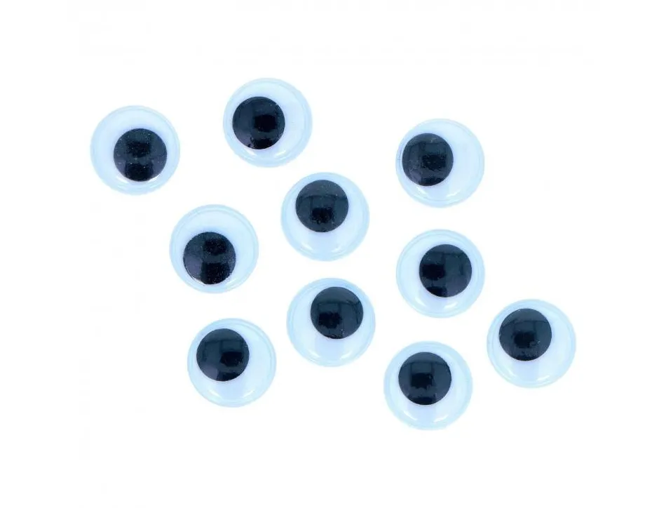 Yeux mobiles fontorpin ronds adhesifs diametre 15mm coloris noir sachet de 48 unites