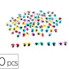 Yeux mobiles sodertex avec cils colores adhesifs 10mm 100 pcs