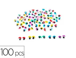 Yeux mobiles sodertex avec cils colores adhesifs 10mm 100 pcs