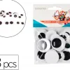 Yeux mobiles sodertex geants sans cils noirs adhesifs 3 tailles 18 pcs