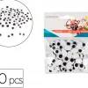 Yeux mobiles sodertex ovales sans cils noirs adhesifs 3 tailles 100 pcs