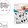 Yeux mobiles sodertex ronds sans cils noirs adhesifs 100 pcs