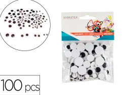 Yeux mobiles sodertex ronds sans cils noirs adhesifs 100 pcs