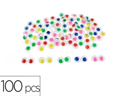 Yeux mobiles sodertex sans cils colores adhesifs 10mm 100 pcs